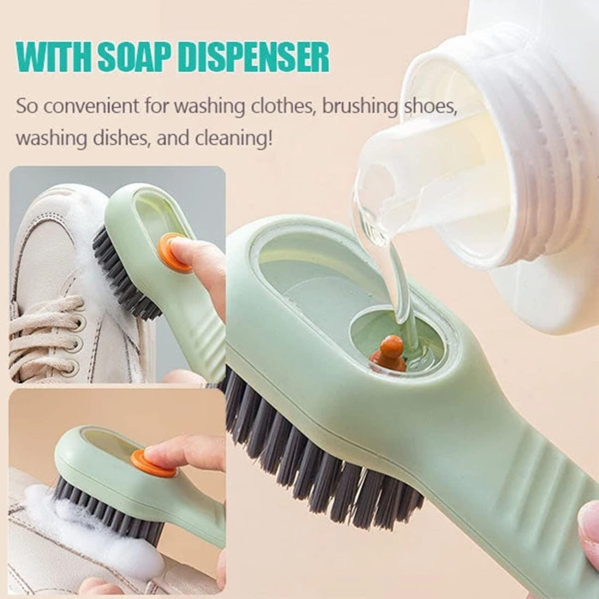 Spazzola multifunzione per scarpe con contenitore per liquido