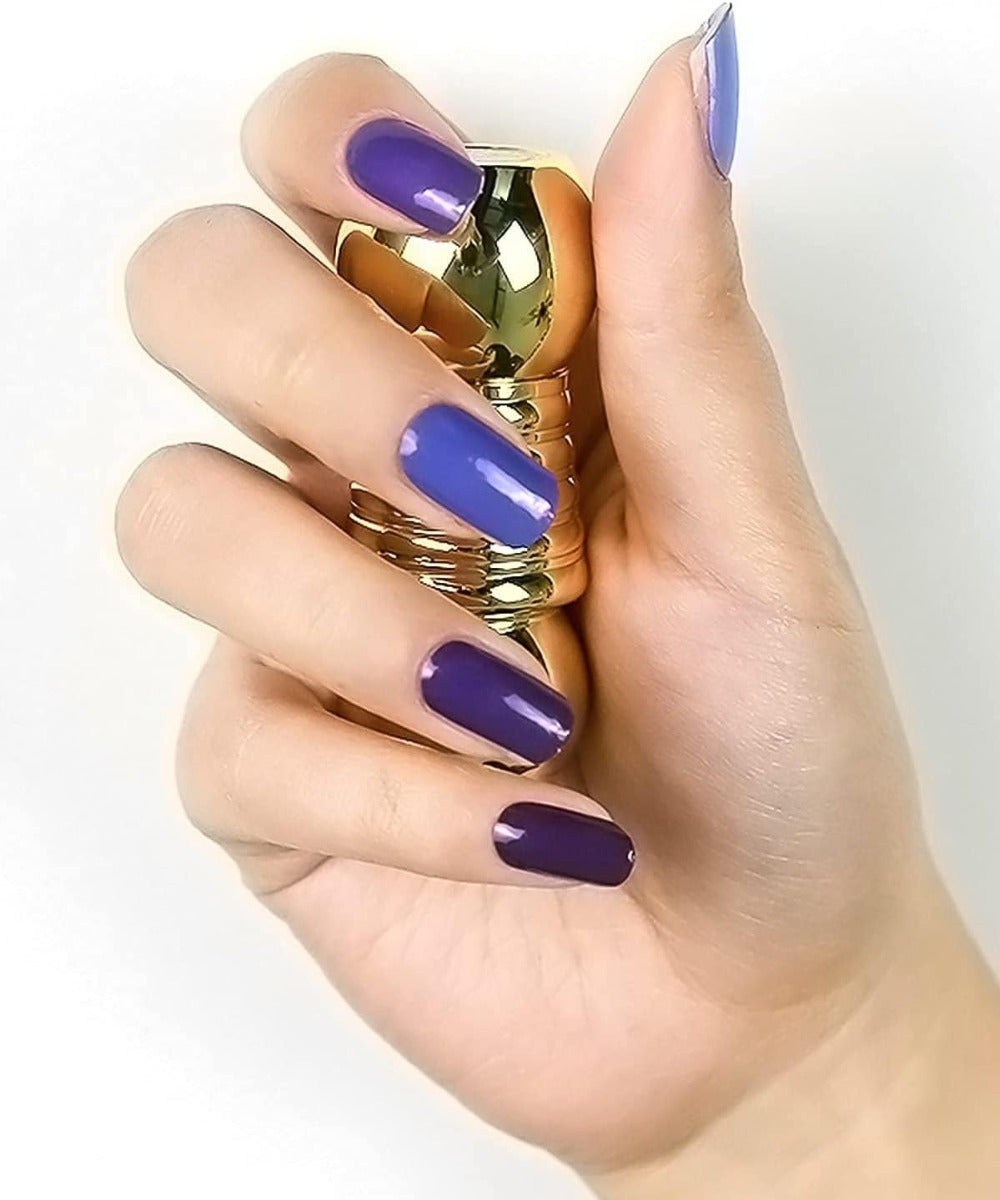 Kit Adesivi per Unghie in Gel Semipolimerizzato - 20 Strisce Autoadesive con Accessori per Manicure blu multicolore