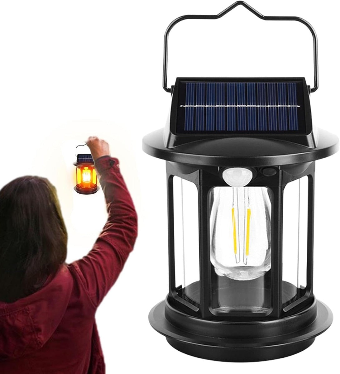 Lanterna Solare Ricaricabile da Campeggio | Luce LED Portatile con Sensore di Movimento e Modalità Regolabili