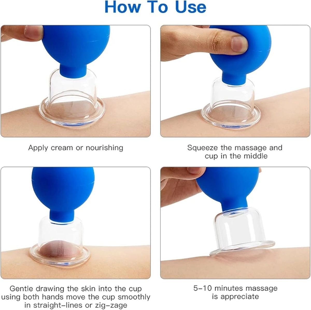 Set da 4 Coppette Cupping in Vetro e Silicone per Viso e Corpo – Massaggio Vacuum Rilassante per Dolori Muscolari, Rughe, Ritenzione Idrica e Cura della Pelle