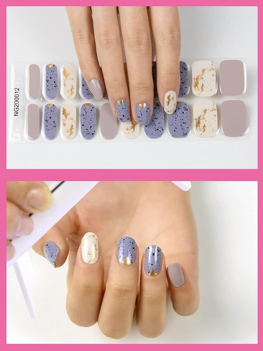 20 Strisce di Adesivi per Smalto in Gel Semipolimerizzato - Autoadesivi per Nail Art con Lima per Unghie e Bastoncino di Legno