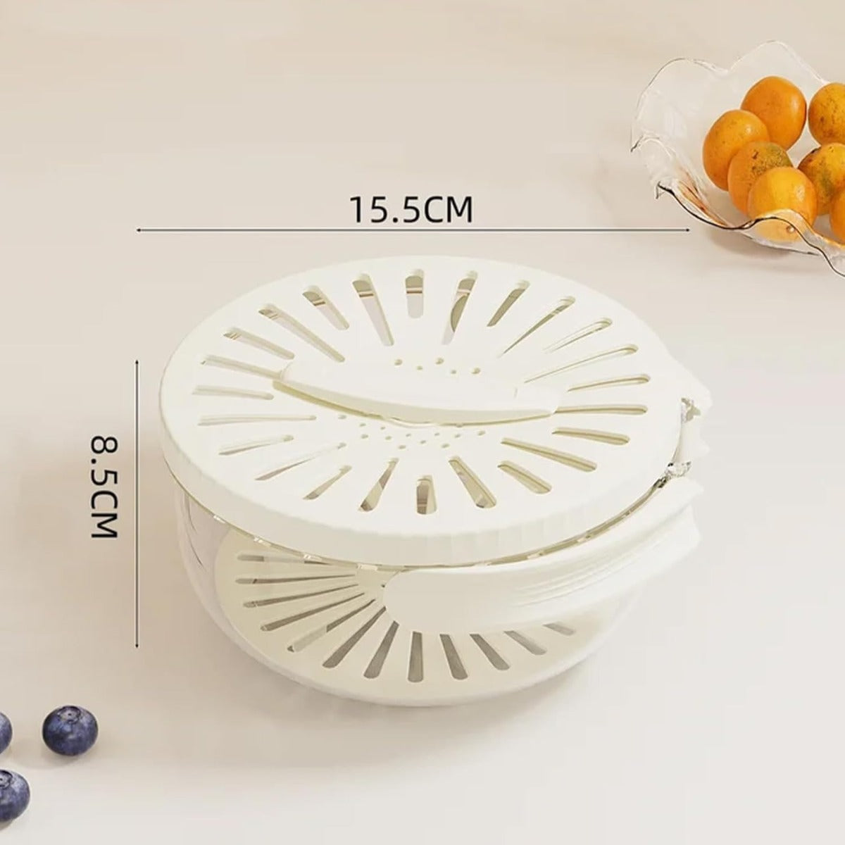 Scolapasta Multifunzionale Pieghevole con Coperchio e Manico - Cestino Doppio Strato per Frutta e Verdura