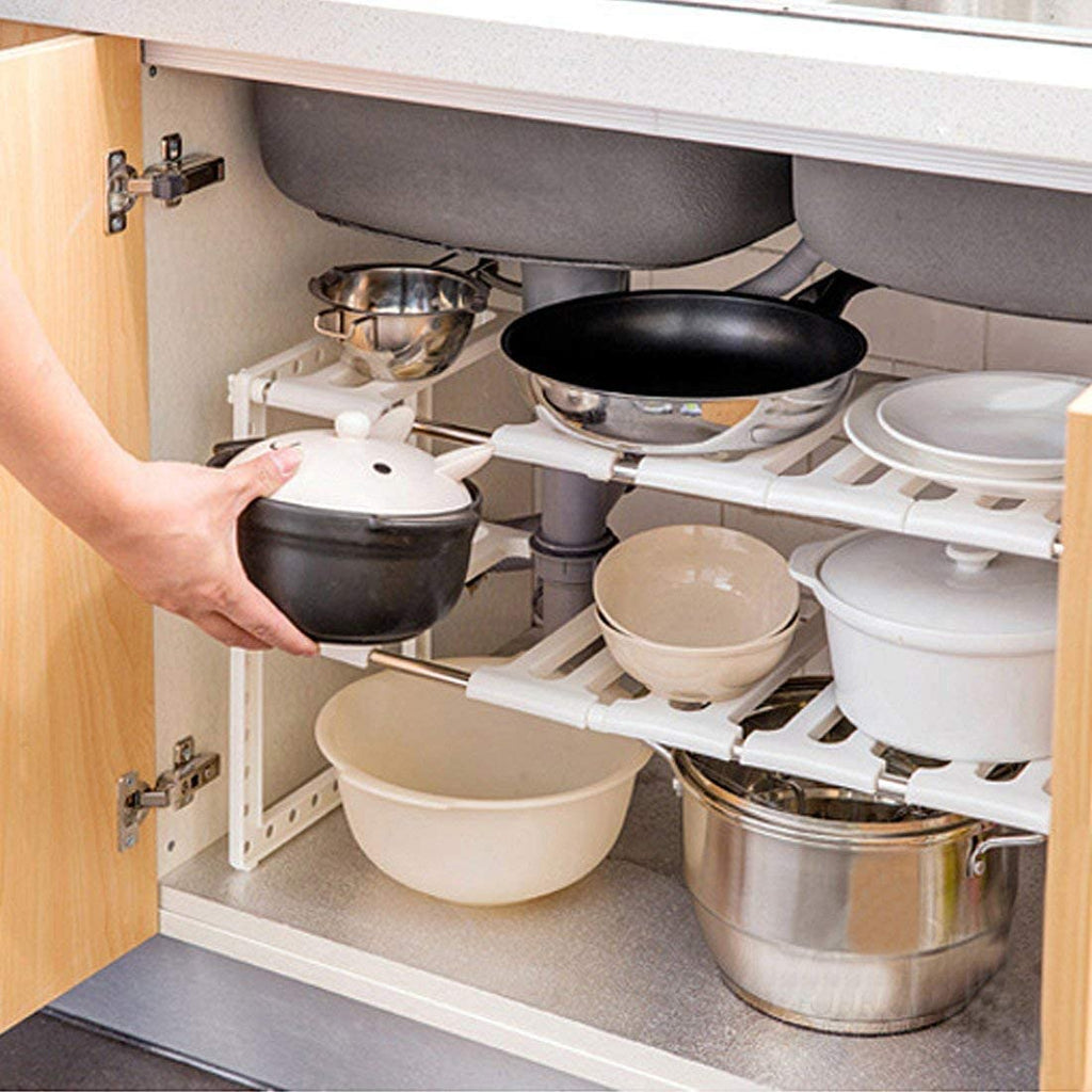 Cestello per lavandino a mensole per la parte inferiore del lavandino regolabile estensibile multiuso per cucina o bagno