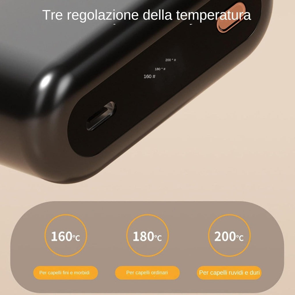 Spazzola per Lisciare i Capelli Senza Fili con Tecnologia Ionica, Pettine Riscaldato Portatile Ricaricabile con 3 Temperature