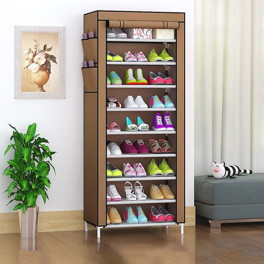 Scarpiera a 10 Ripiani con Copertura Antipolvere - Organizzatore Salvaspazio per Scarpe