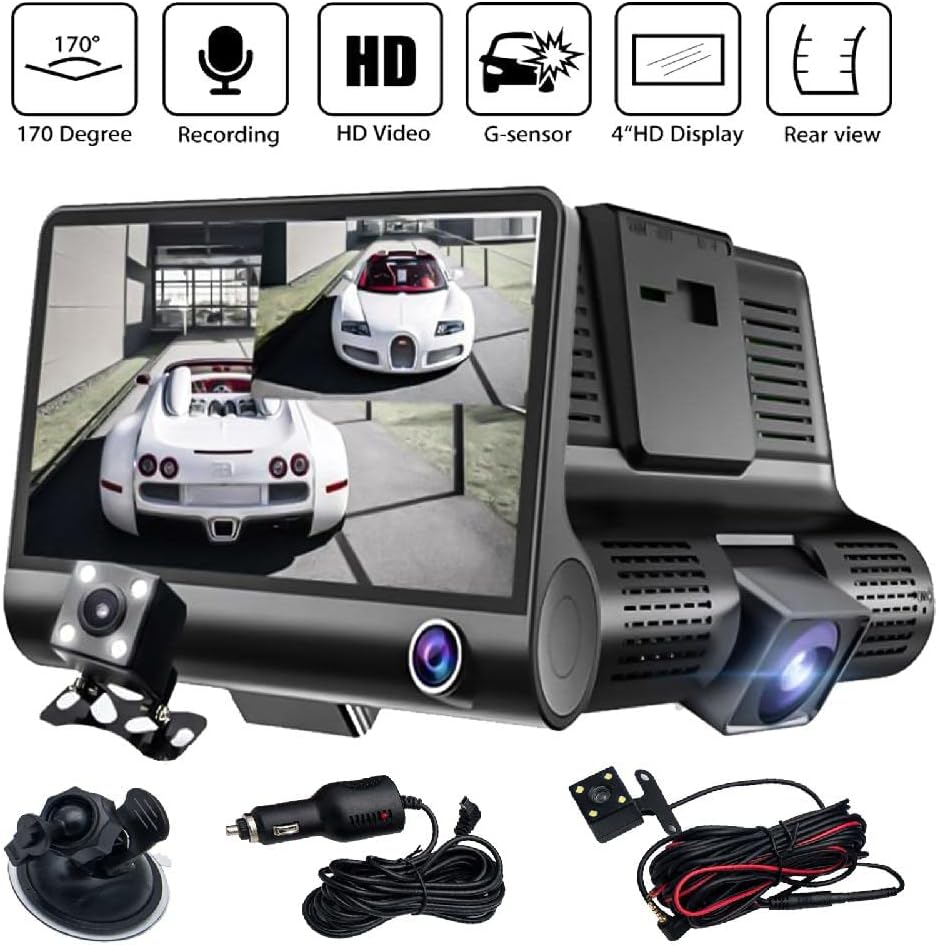Telecamera Dash Cam anteriore/posteriore a doppia Lente Registratore DVR per Auto