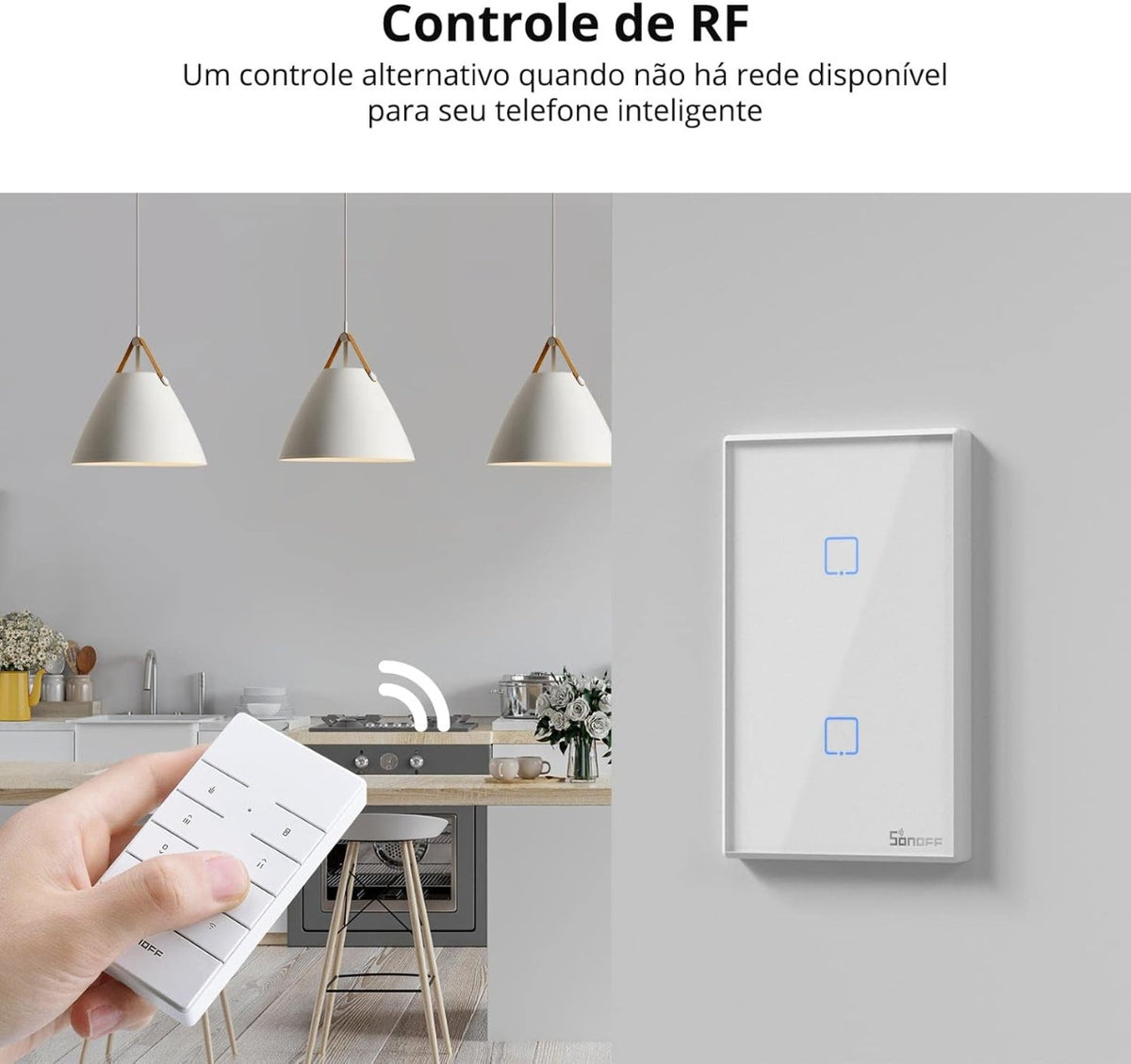 Sonoff T2 US Interruttore Smart WiFi e RF a 2 Pulsanti, Touch Screen, Controllo Remoto e Vocale