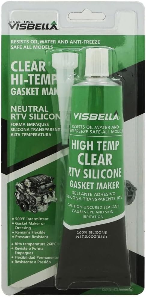 Visbella RTV Silicone Trasparente – Sigillante Ad Alta Temperatura 85g