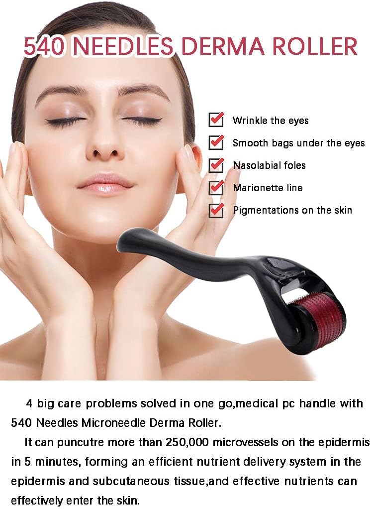 Rullo Derma Microneedle in Titanio 0,5 mm per Cura della Pelle, Trattamento delle Rughe e Stimolazione della Ricrescita dei Capelli