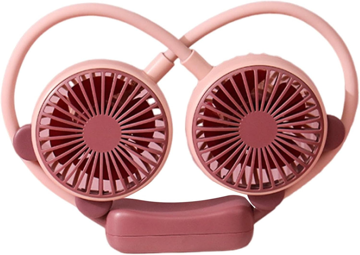 Ventilatore Portatile da Collo Ricaricabile – Ventilatore a Mani Libere con Doppia Testa, Regolabile a 360°, 2 Velocità – Silenzioso per Casa, Sport e Attività all’Aperto