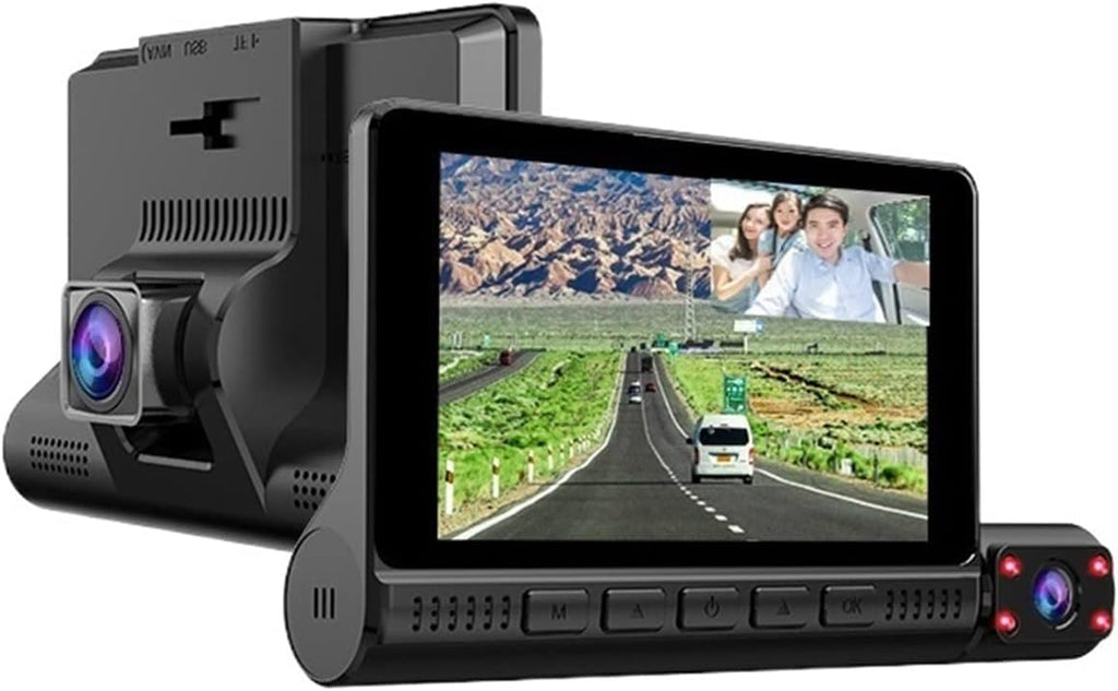 Dash Cam a Specchio con 3 Telecamere, Monitor Touch Screen da 4,0 Pollici, Registratore Video 1080P