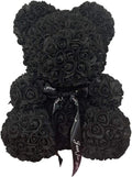 Orsetto con Rose Artificiali Fatto a Mano 25 cm (Nero)