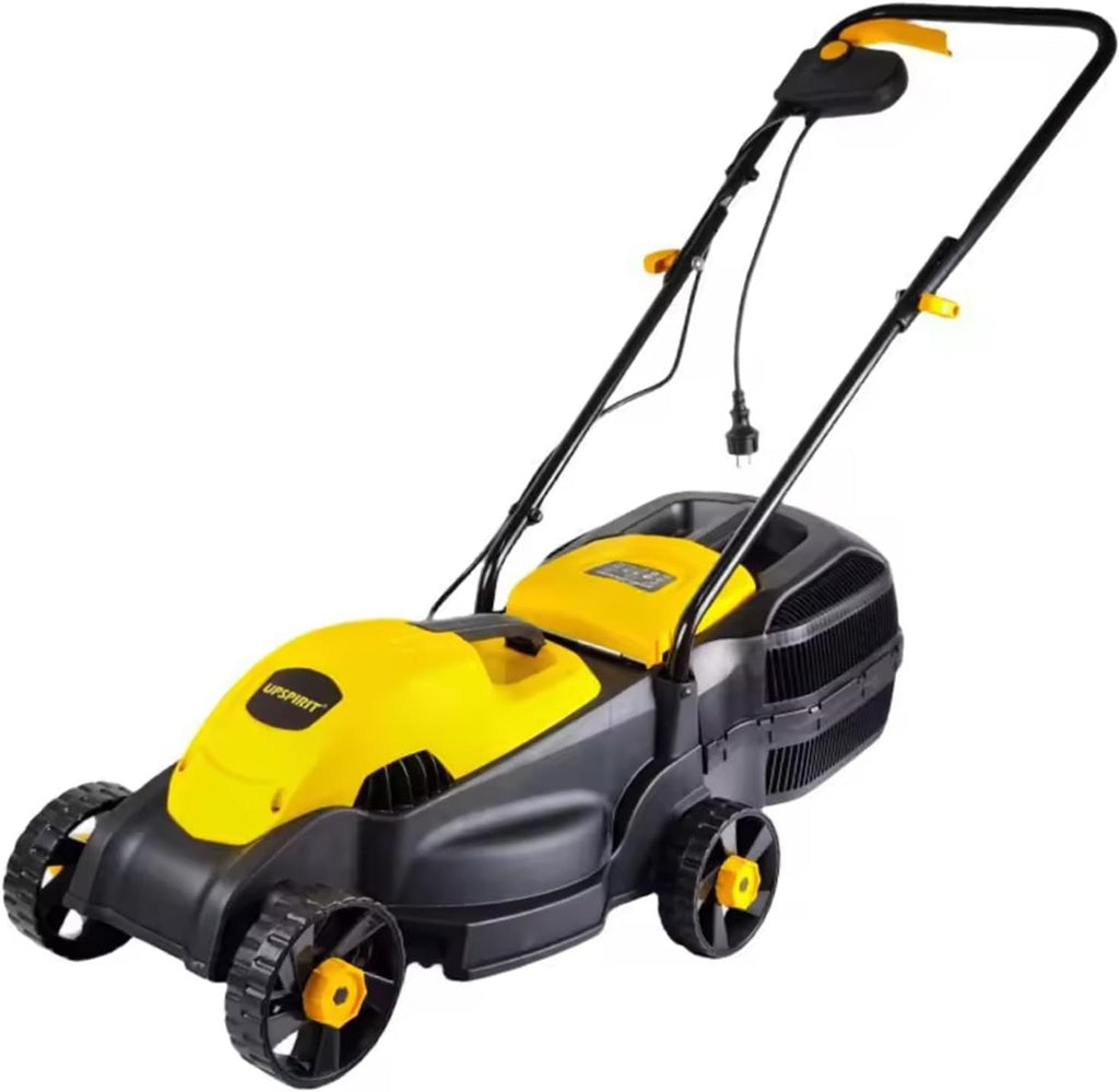 Tosaerba Elettrico 1.200 W con Larghezza di Taglio 32 cm, Altezza Regolabile, Cesto Erba 30 l, Pieghevole per Giardini Fino a 1.000 m²