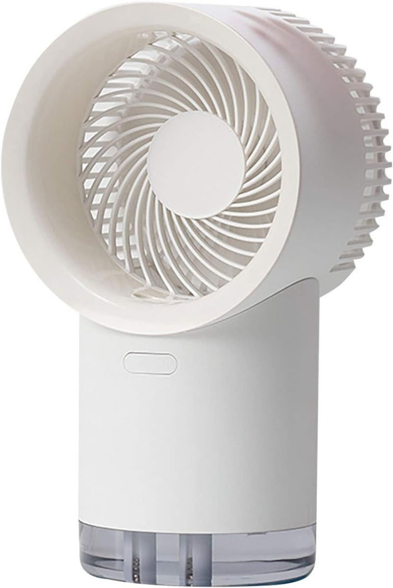 Ventilatore Ricaricabile con Nebbia di Ghiaccio e Luce Notturna – Ventilatore da Tavolo Portatile per Casa, Ufficio, Viaggi e Campeggio