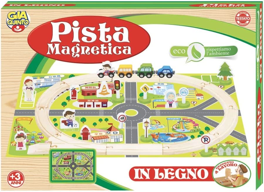Pista magnetica in legno percorso macchinine giocattolo gioco per bambini +3anni