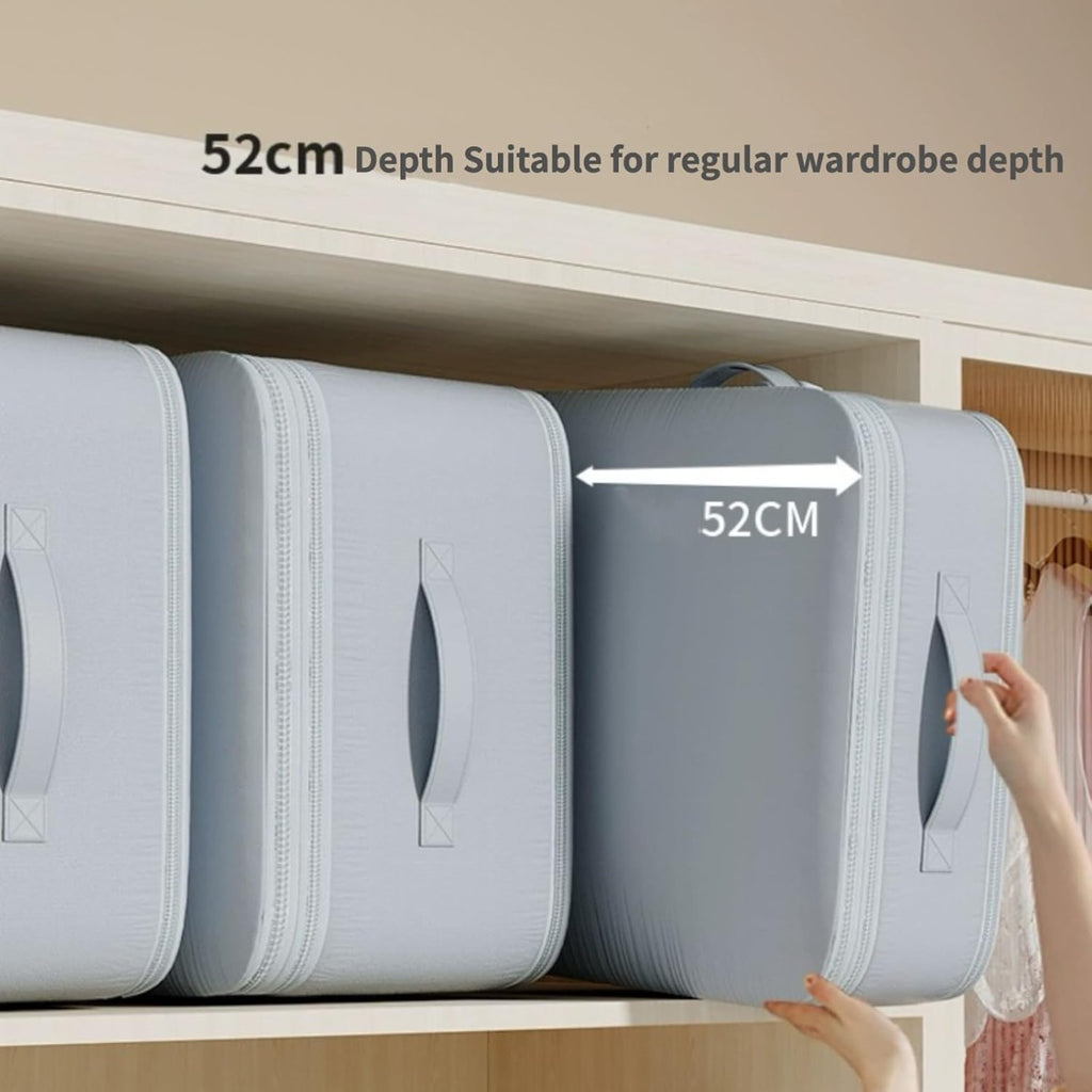 Custodie Pieghevoli per Piumoni Kit 52x42x60cm - Organizer Autocomprimente Ultra Salvaspazio (grigio)