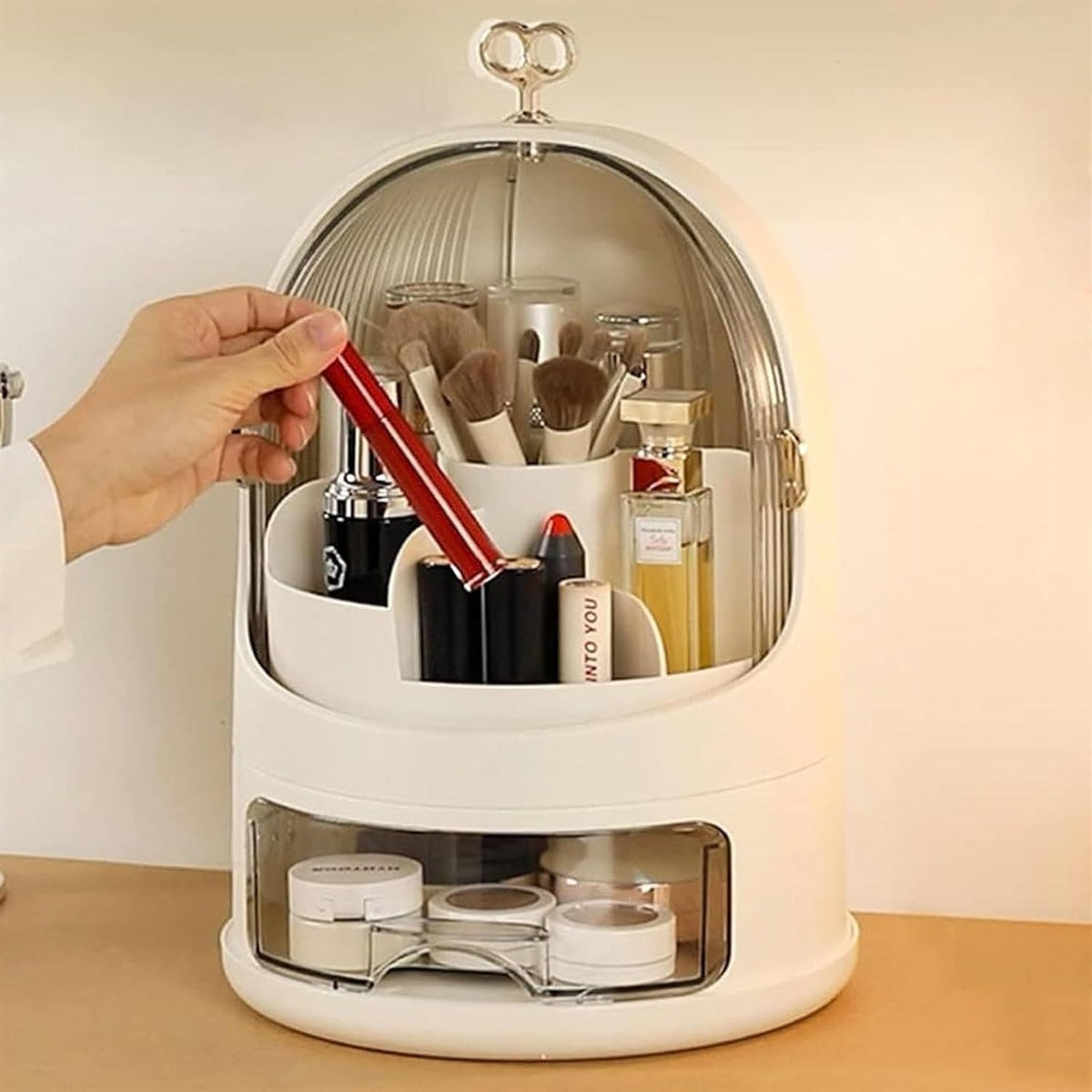 Organizer per Cosmetici Antipolvere e Impermeabile con Cassetti e Rotazione a 360°