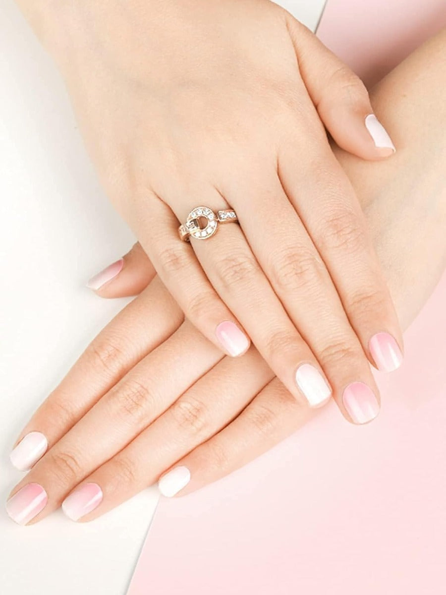 Kit Adesivi per Unghie in Gel Semipolimerizzato - 20 Strisce Autoadesive con Accessori per Manicure gradiente rosa