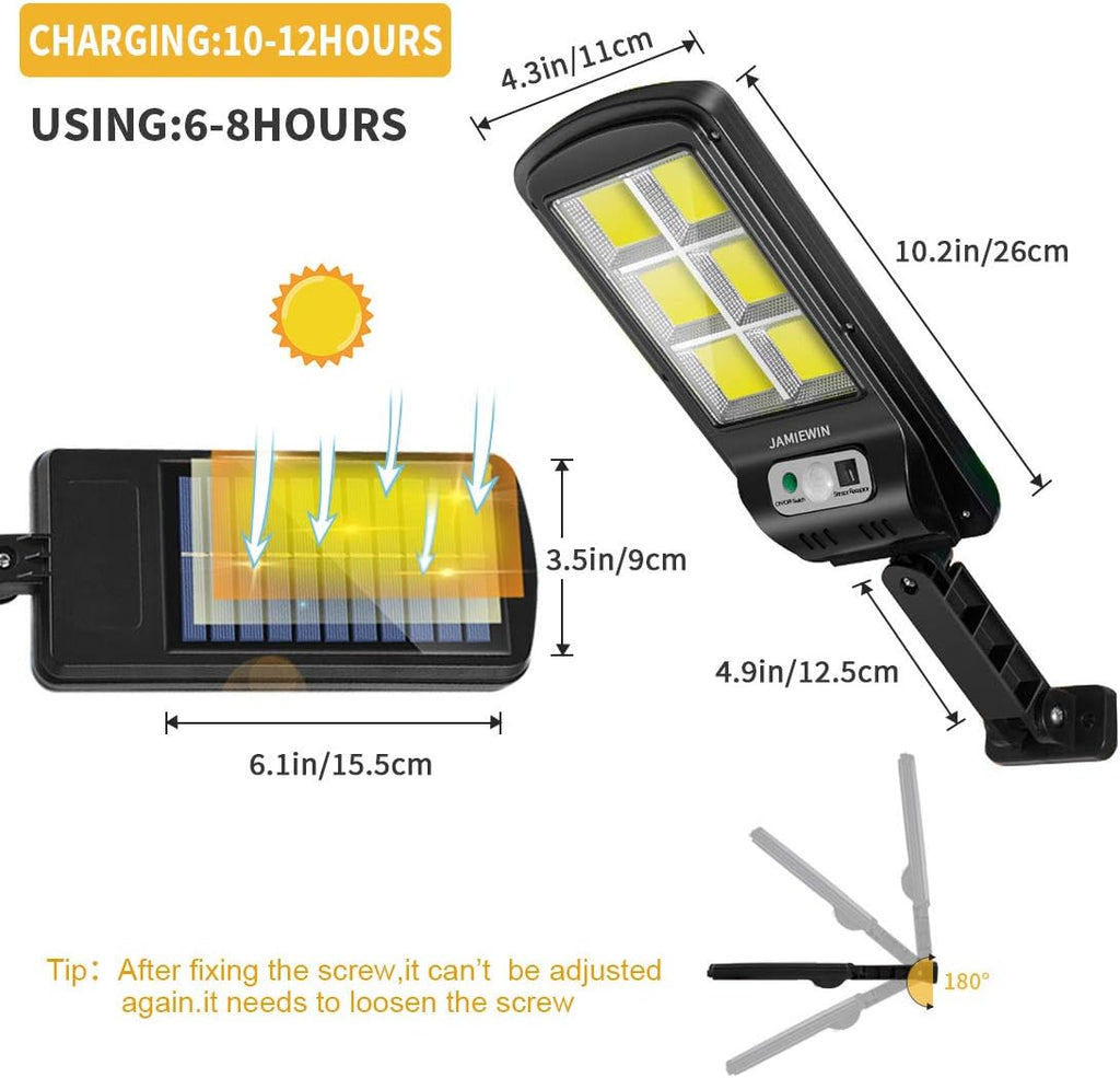 Faro lampione stradale faro led pannello solare sensore movimento 6 cob led