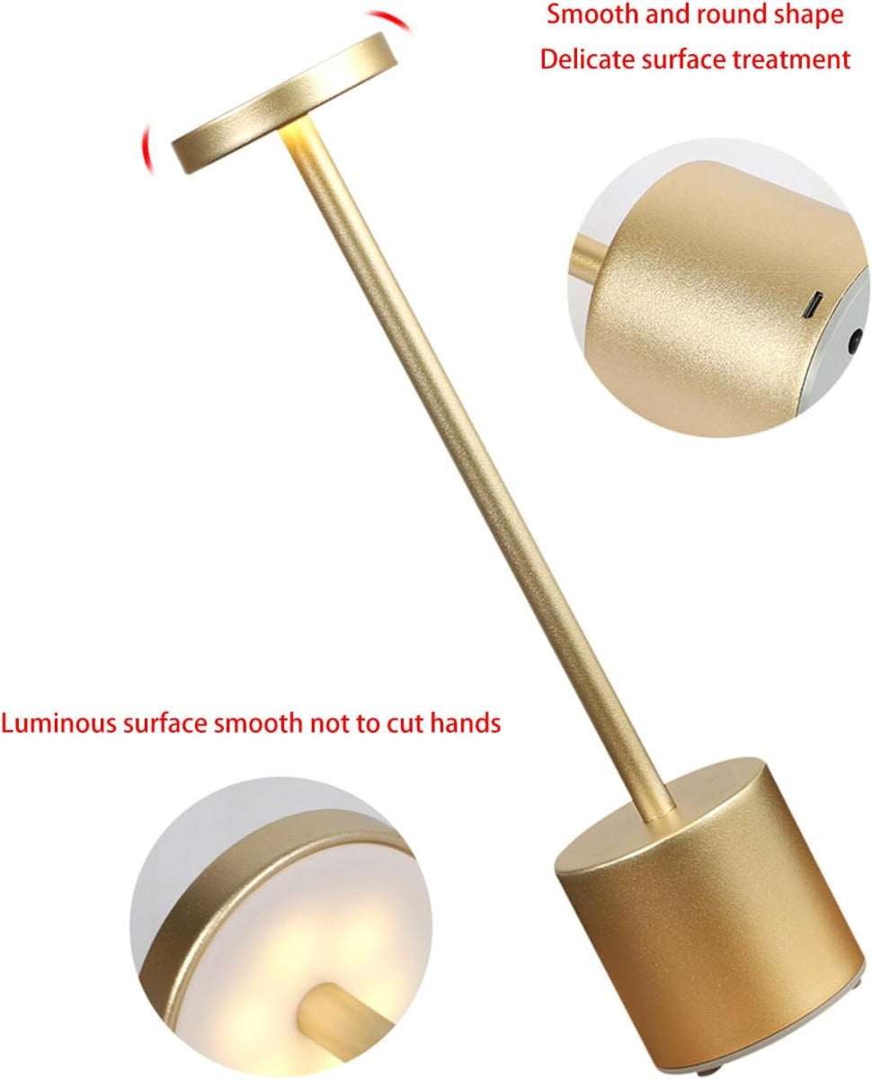 Lampada da Tavolo Ricaricabile LED Touch Sensor, 3 Livelli di Luminosità Regolabili, Design Moderno con Batteria da 1800 mAh (oro)