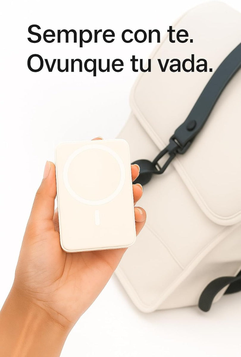 Power Bank Magnetico  F0-9001 12000mAh con Ricarica Wireless Qi e Cavo USB-C Lightning