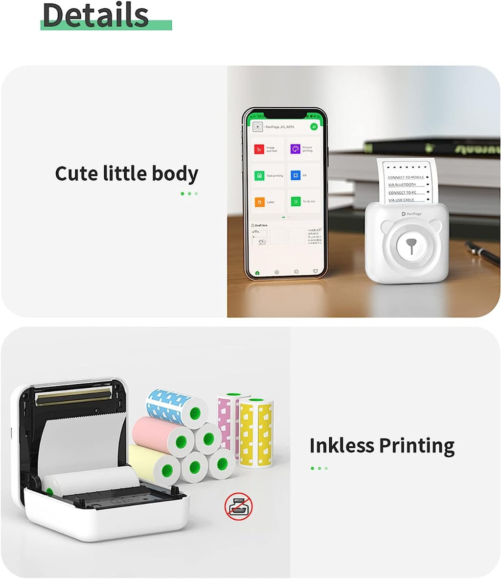 Stampante fotografica stampante termica wireless bluetooth stampante portatile funzione ar foto con cavo usb supporto per android ios windows