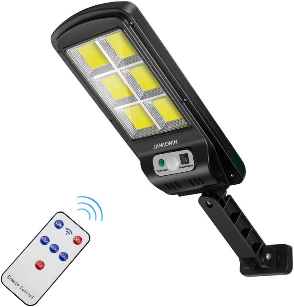 Faro lampione stradale faro led pannello solare sensore movimento 6 cob led