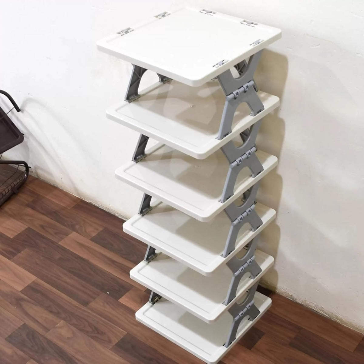 Scarpiera Verticale 6 Ripiani Salvaspazio Autoportante in Plastica