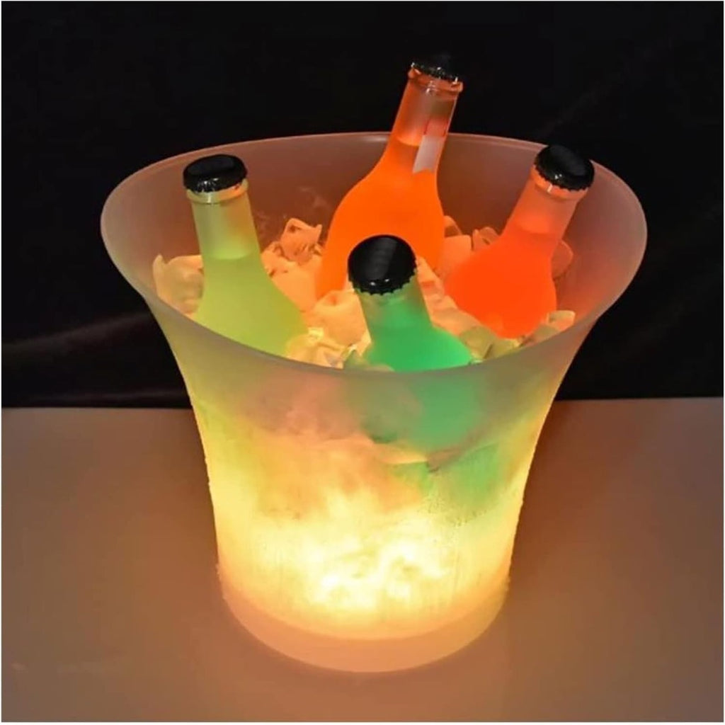 Secchiello per Ghiaccio Smad Mini 7 Litri - Secchiello in Plastica Trasparente con LED Multicolore per Champagne, Vino e Bevande - Ideale per Bar, Discoteche, Karaoke e Feste
