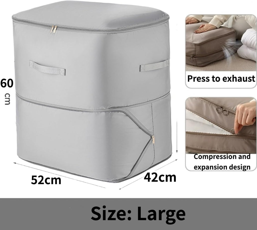 Custodie Pieghevoli per Piumoni Kit 52x42x60cm - Organizer Autocomprimente Ultra Salvaspazio (grigio)