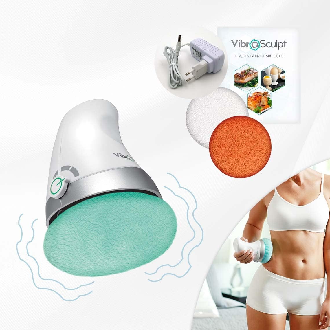 Massaggiatore Manuale Vibro con 3 Cuscinetti Intercambiabili - Design Ergonomico