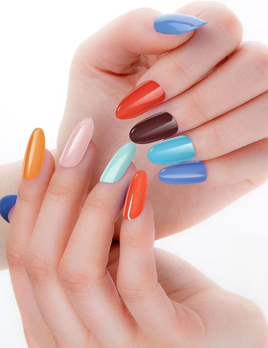 Kit Adesivi per Unghie in Gel Semipolimerizzato - 20 Strisce Autoadesive con Accessori per Manicure colorate