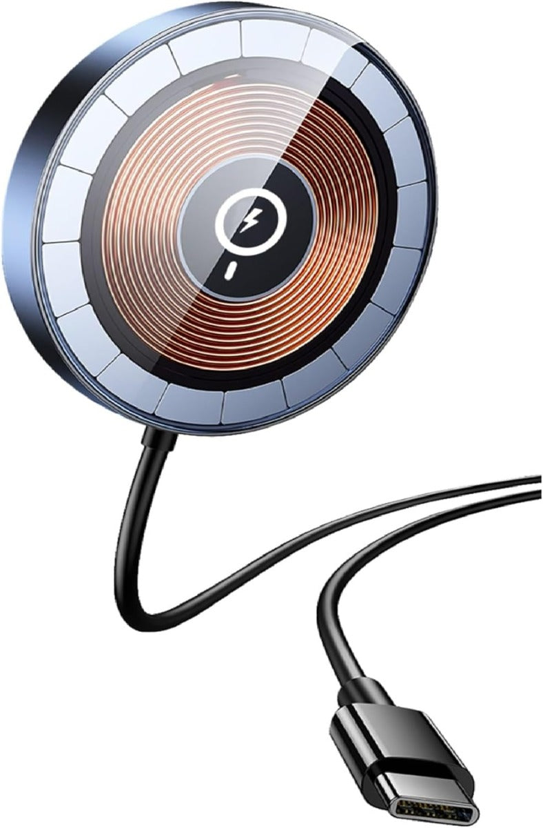 Andowl Q-PD01 - Caricabatterie magnetico wireless da 20W design trasparente e LED