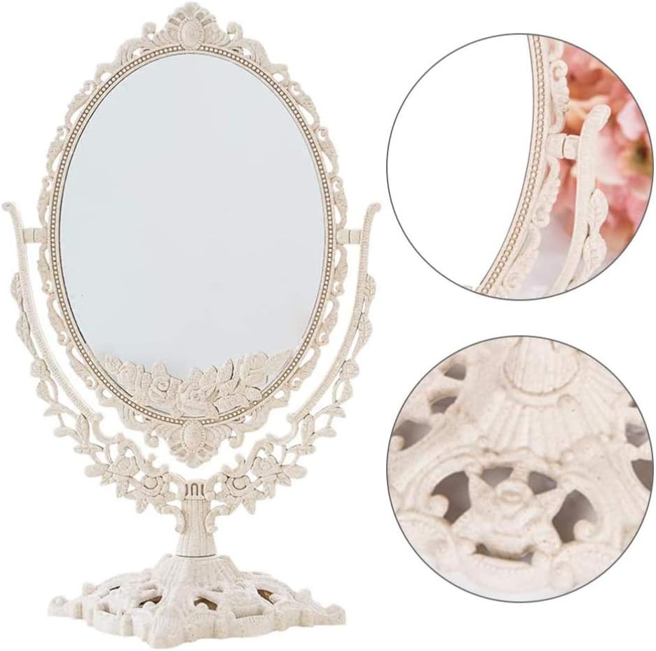 Specchio per trucco da appoggio per donna specchio per trucco a doppia faccia di forma ovale