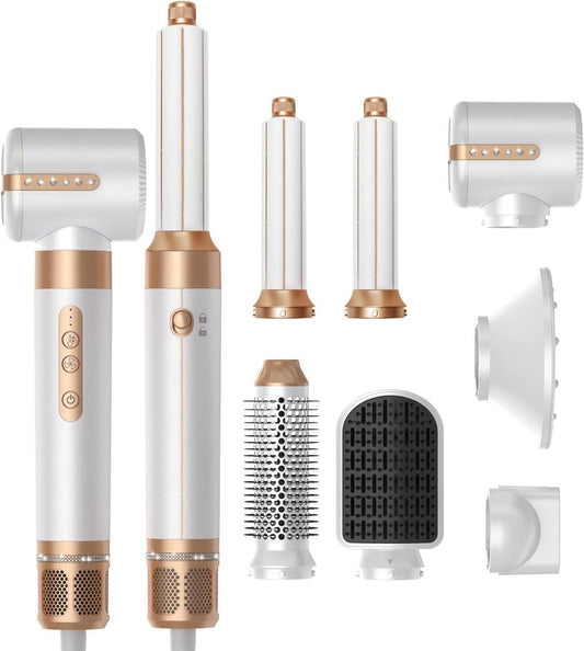 Piastra Keratin 3D Pro 7 in 1 Professionale, Spazzola ad Aria Calda, Arricciacapelli, Volumizzatore e Accessori