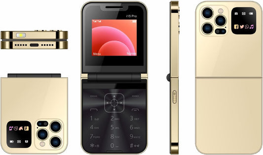 Mini i15 Pro: Il Telefono Cellulare Pieghevole e Compatto (oro)