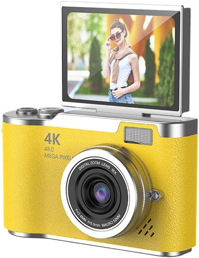 Fotocamera Digitale 4K con Zoom 8x – Compatta, 48MP, Display Flip 2,4", Video AVI, Selfie e Foto per Studenti