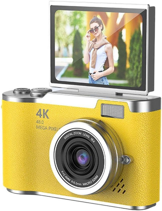 Fotocamera Digitale 4K con Zoom 8x – Compatta, 48MP, Display Flip 2,4", Video AVI, Selfie e Foto per Studenti