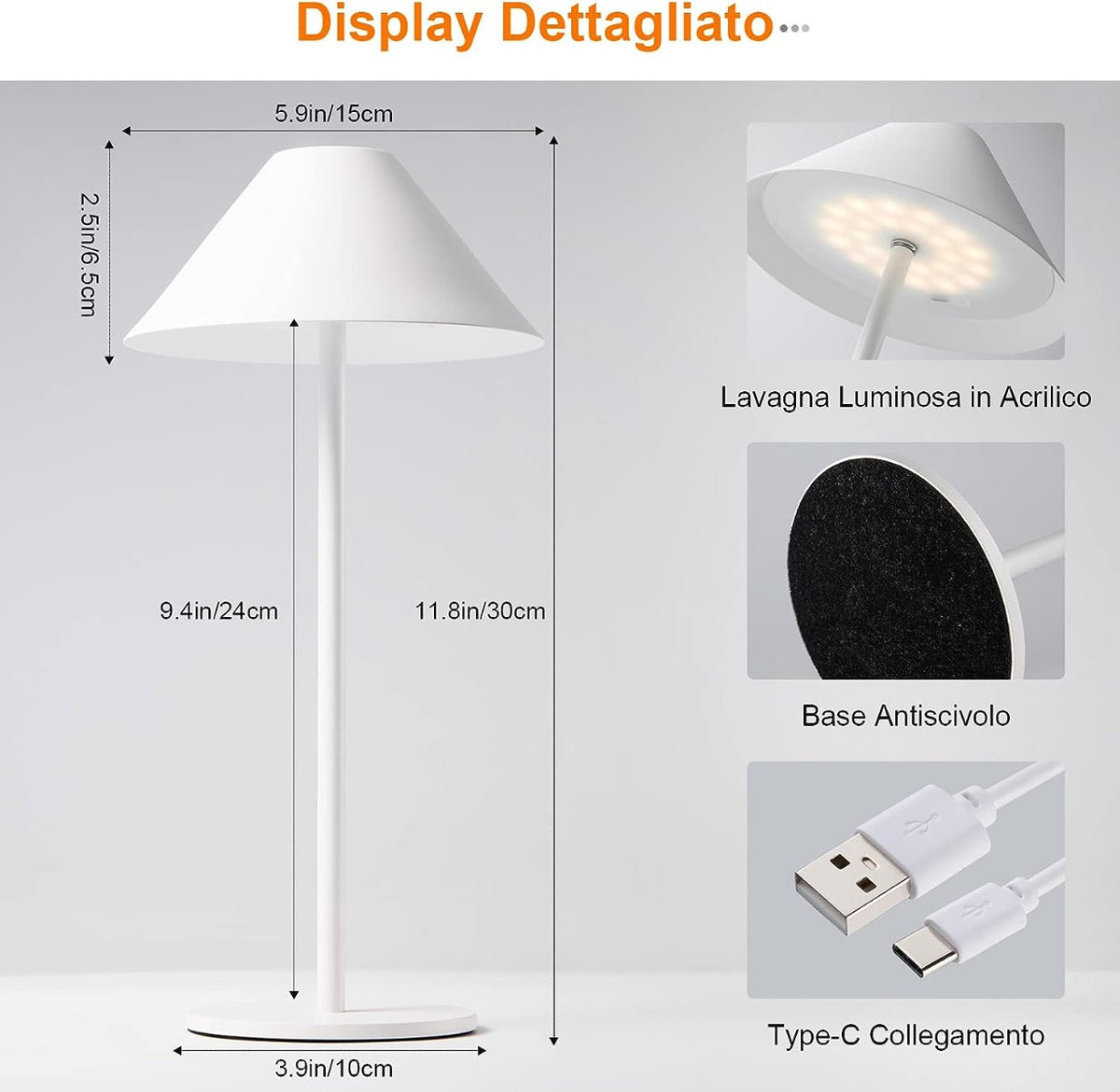 Lampada da tavolo led dimmerabile lampada da scrivania senza fili
