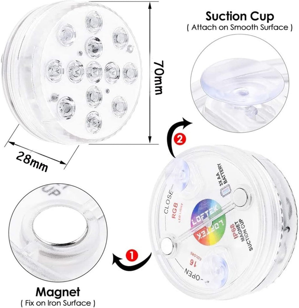 Luce da piscina LED RGB con controllo remoto RF - 13 LED sommersi con 16 colori IP68 impermeabile