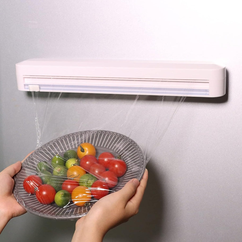 Dispenser e Taglierina per Pellicola Alimentare - Riutilizzabile e Portatile, Compatibile con Pellicole di Plastica e Carta da Forno, Design Compatto e Sicuro