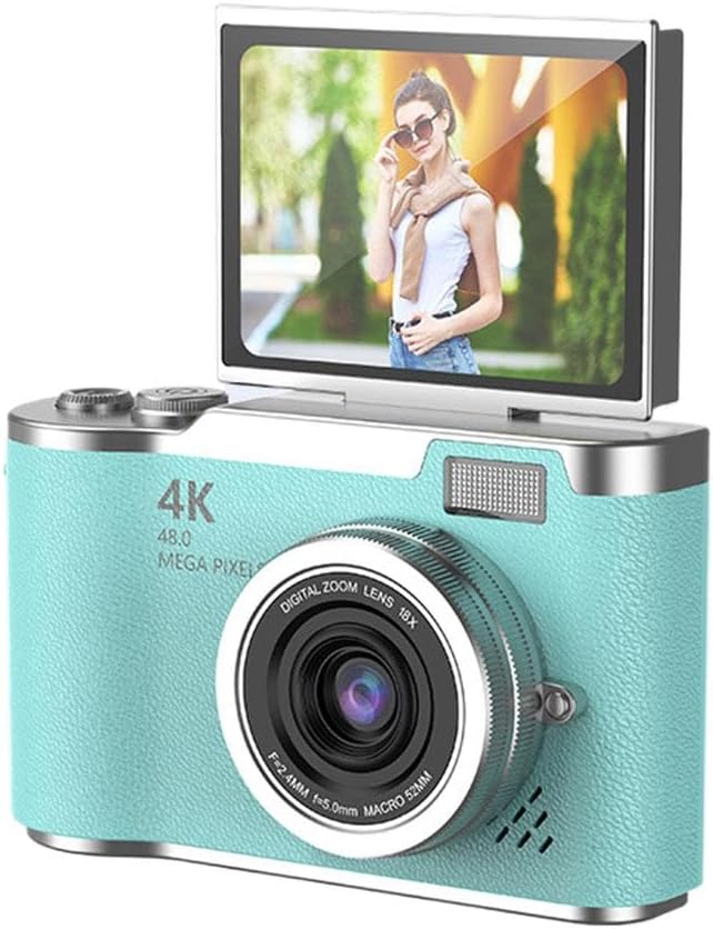 Fotocamera Digitale 4K con Zoom 8x – Compatta, 48MP, Display Flip 2,4", Video AVI, Selfie e Foto per Studenti