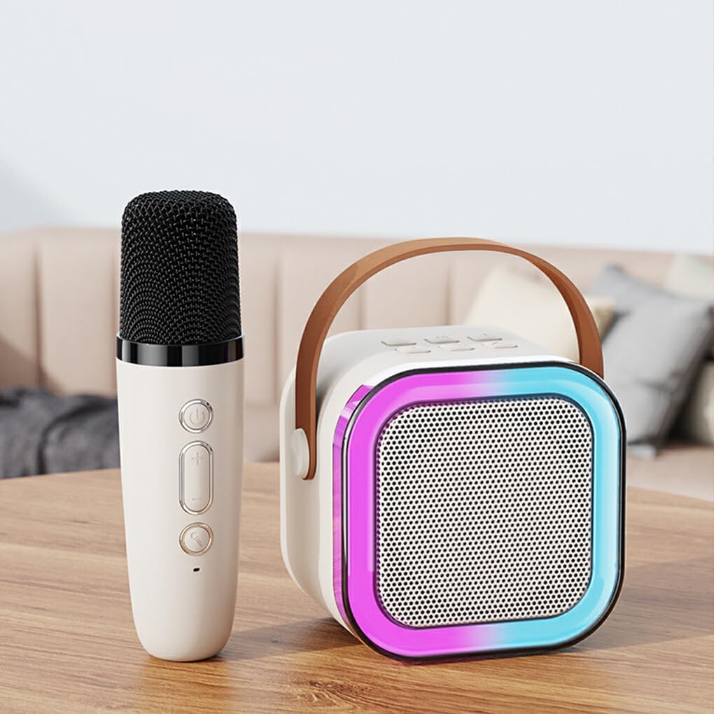 Microfono Karaoke Portatile Wireless Bluetooth 5.0 con Audio HD, Batteria Ricaricabile, Luci LED e Effetti Sonori per Feste Bambini e Adulti