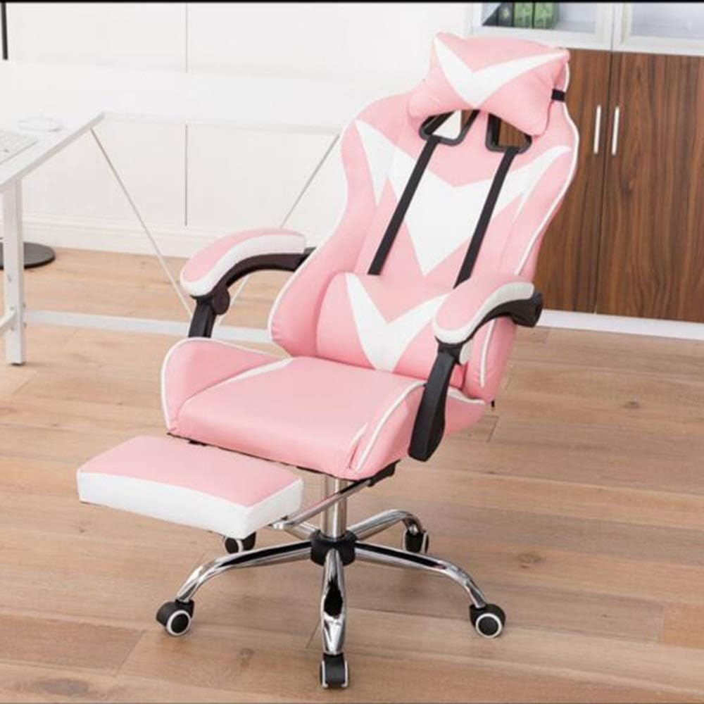 Poltrona Gaming Ergonomica Reclinabile con Poggiapiedi Estraibile, Cuscini Lombare e Cervicale, Altezza Regolabile