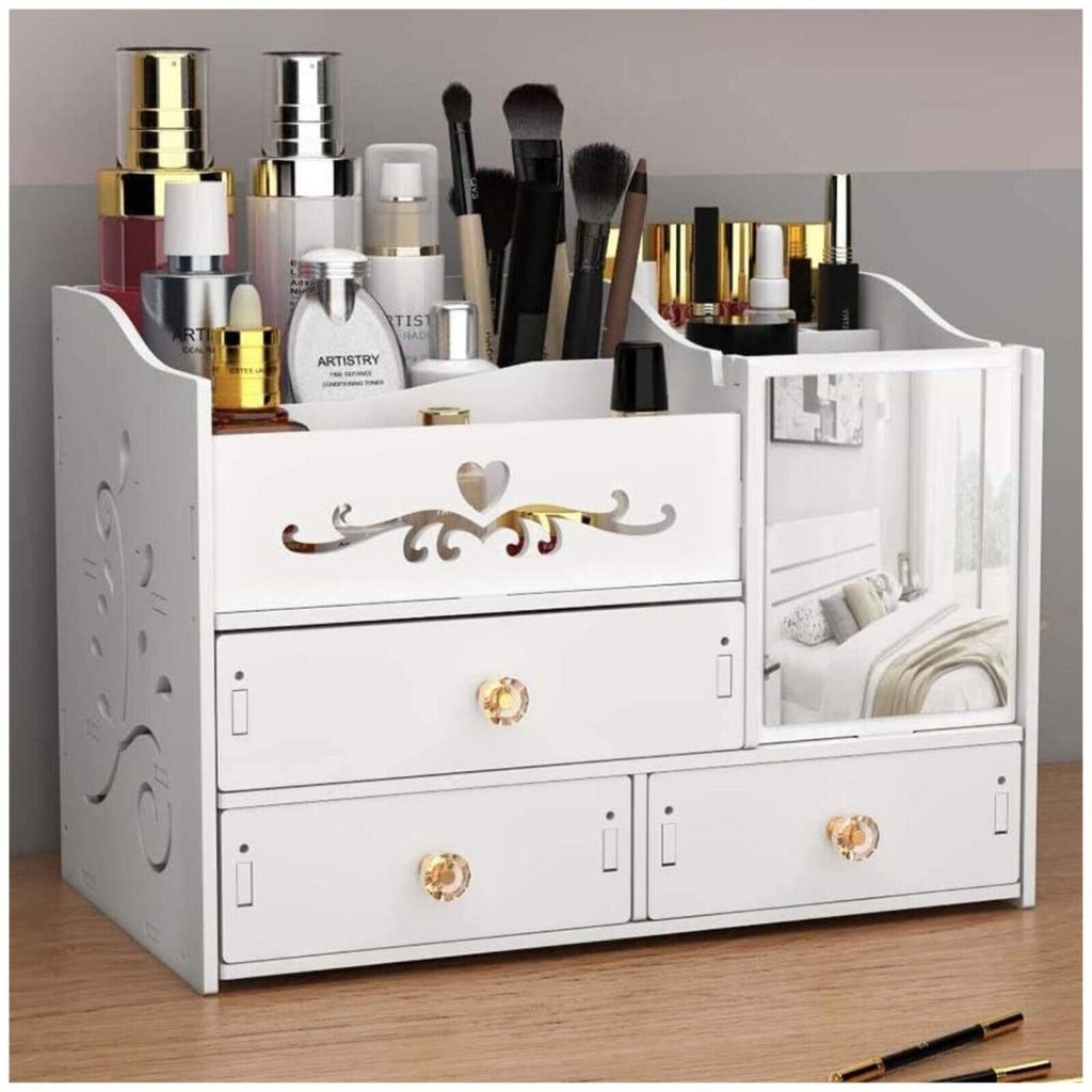 Organizzatore per cosmetici porta trucchi organizer con cassetti e specchio