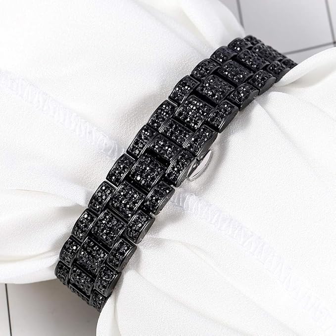 Orologio da Uomo al Quarzo Cronografo Hip Hop | Design Accattivante con Quadrante Rotondo e Diamanti Simulati (nero)
