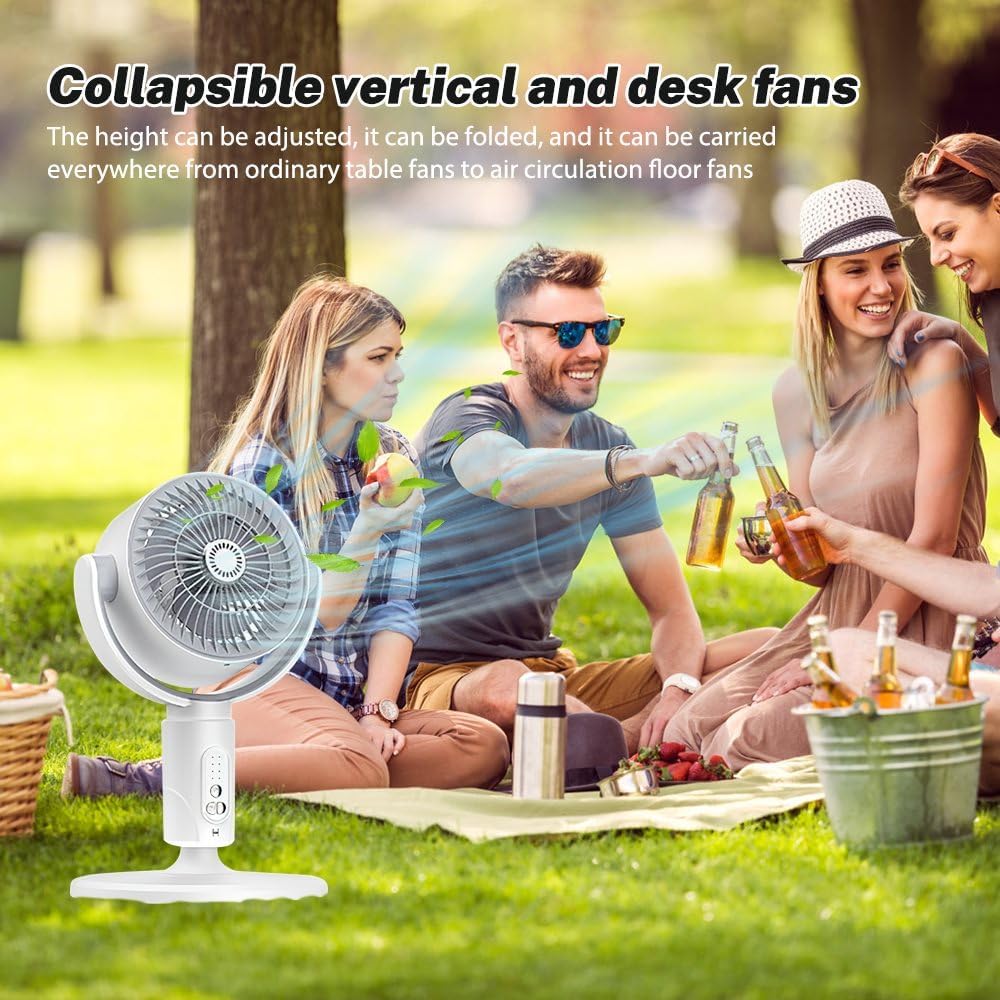 Ventilatore Ricaricabile 3-in-1 da Pavimento – Portatile, Silenzioso, Regolabile con Telecomando