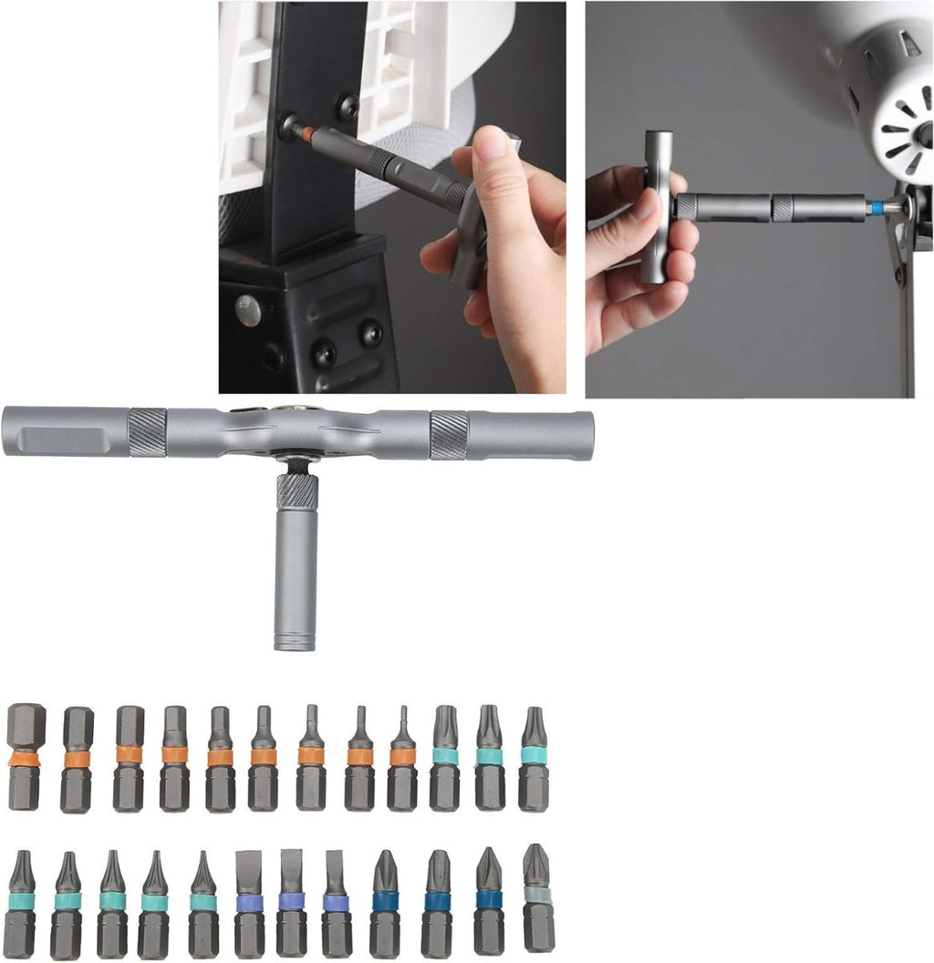 24 in 1 Magnetic Screwdriver Set Cacciaviti Multifunzionale con Manico a Cricchetto Rimovibile