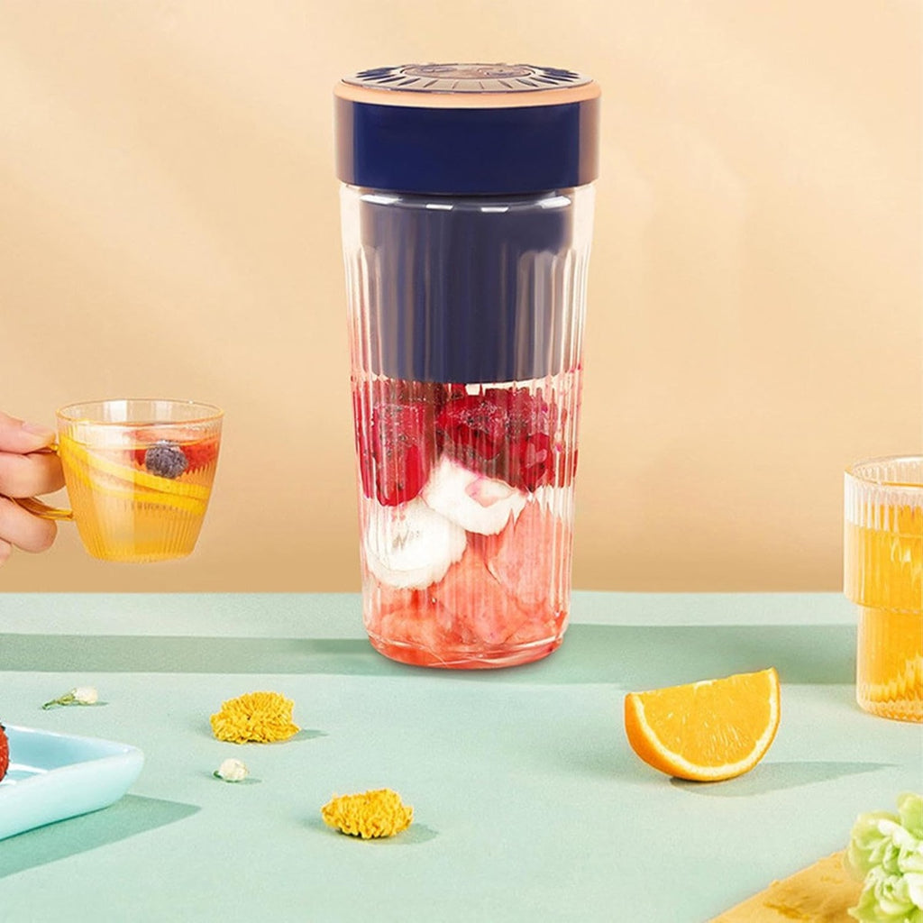 Mini Frullatore Portatile Ricaricabile USB con 6 Lame Ultra Affilate - Frullatore da Viaggio, Casa e Sport - 300ml