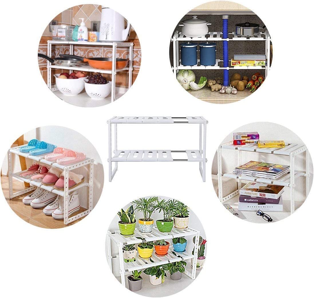 Cestello per lavandino a mensole per la parte inferiore del lavandino regolabile estensibile multiuso per cucina o bagno